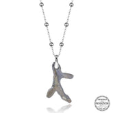 Swarovski Crystal Stone Ball Chain Coral Silver Women's Necklace