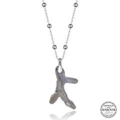 Swarovski Crystal Stone Ball Chain Coral Silver Women's Necklace