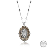 Swarovski Crystal Stone Ball Chain Oval Silver Women's Necklace