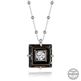 Swarovski Crystal Stone Ball Chain Black Diamond Silver Women's Necklace