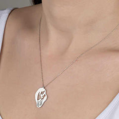 Collier Mère Bébé Femme en Argent avec Pierres Swarovski