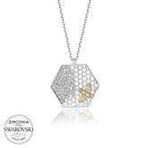 Swarovski Stone Silver Bee Women's Necklace