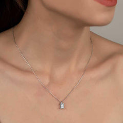 Swarovski Stone Silver Baguette Solitaire Women's Necklace