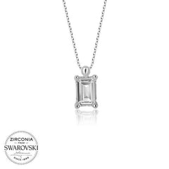 Swarovski Stone Silver Baguette Solitaire Women's Necklace