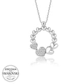 Swarovski Stone Silver Circle Heart Women's Necklace