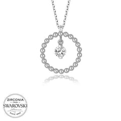 Swarovski Stone Silver Circle Solitaire Women's Necklace