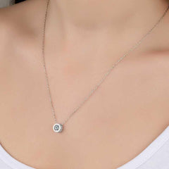 Swarovski Stone Silver Circle Solitaire Women's Necklace