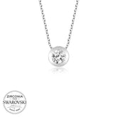 Swarovski Stone Silver Circle Solitaire Women's Necklace