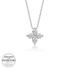 Swarovski Stone Silver Flower Women's Necklace
