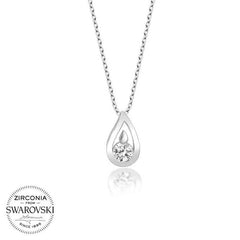 Swarovski Stone Silver Drop Women's Necklace