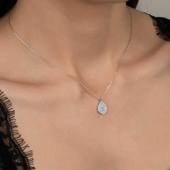 Swarovski Stone Silver Drop Solitaire Women's Necklace