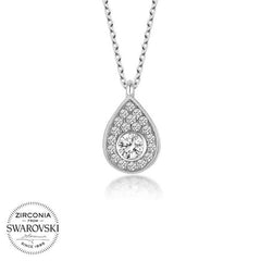 Swarovski Stone Silver Drop Solitaire Women's Necklace