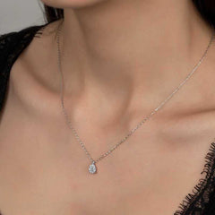 Swarovski Stone Silver Drop Solitaire Women's Necklace