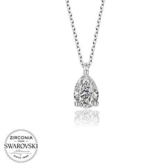 Swarovski Stone Silver Drop Solitaire Women's Necklace