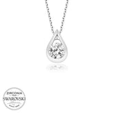Swarovski Stone Silver Drop Solitaire Women's Necklace