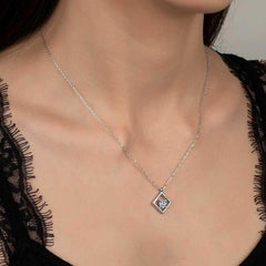 Swarovski Stone Silver Square Women's Necklace