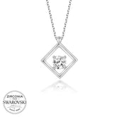 Swarovski Stone Silver Square Women's Necklace