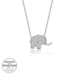 Swarovski Stone Silver Elephant Women's Necklace