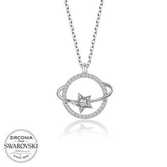 Swarovski Stone Silver Planet Women's Necklace