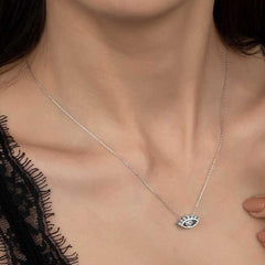 Swarovski Stone Silver Eye Solitaire Women's Necklace