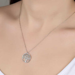 Swarovski Stone Silver Tree of Life Women's Necklace