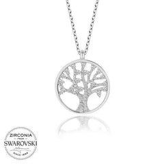 Swarovski Stone Silver Tree of Life Women's Necklace