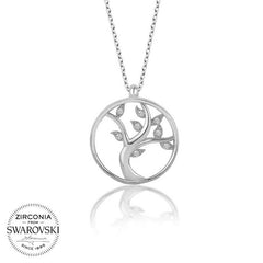 Swarovski Stone Silver Tree of Life Women's Necklace