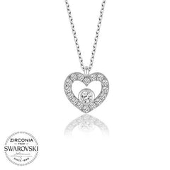 Swarovski Stone Silver Heart Women's Necklace