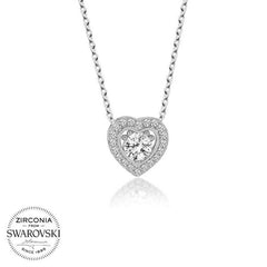 Swarovski Stone Silver Heart Women's Necklace