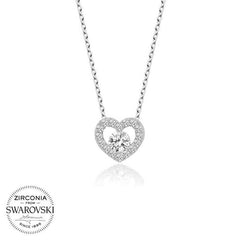 Swarovski Stone Silver Heart Women's Necklace