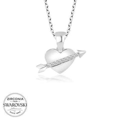 Swarovski Stone Silver Heart Women's Necklace