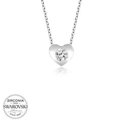 Swarovski Stone Silver Heart Women's Necklace