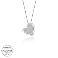 Swarovski Stone Silver Heart Women's Necklace