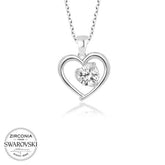 Swarovski Stone Silver Heart Women's Necklace