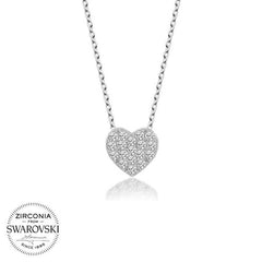 Swarovski Stone Silver Heart Women's Necklace