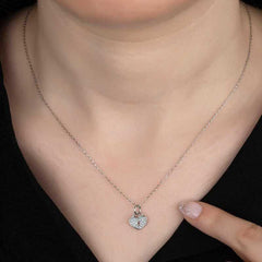 Swarovski Stone Silver Heart Lock Women's Necklace