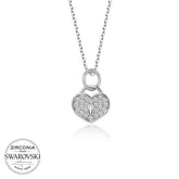 Collier pour femme avec cadenas en forme de cœur en argent et pierre Swarovski