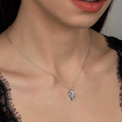 Swarovski Stone Silver Heart Solitaire Women's Necklace