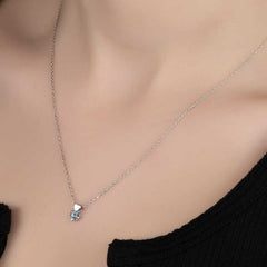 Swarovski Stone Silver Heart Solitaire Women's Necklace