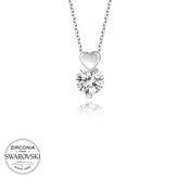 Collier pour femme avec solitaire cœur en argent Swarovski