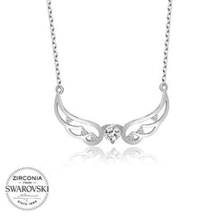 Swarovski Stone Silver Wing Women's Necklace