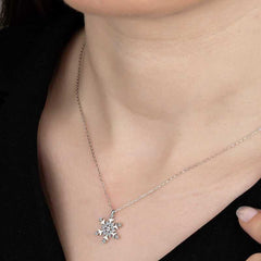 Swarovski Stone Silver Snowflake Women's Necklace