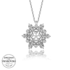 Swarovski Stone Silver Snowflake Women's Necklace