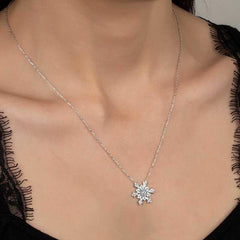 Swarovski Stone Silver Snowflake Women's Necklace
