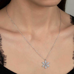 Swarovski Stone Silver Snowflake Women's Necklace