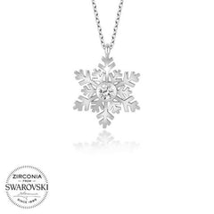 Swarovski Stone Silver Snowflake Women's Necklace