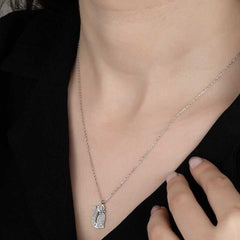 Swarovski Stone Silver Cat Lady Necklace