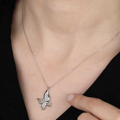 Swarovski Stone Silver Butterfly Women's Necklace