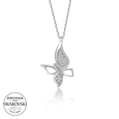 Swarovski Stone Silver Butterfly Women's Necklace