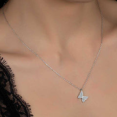 Swarovski Stone Silver Butterfly Women's Necklace